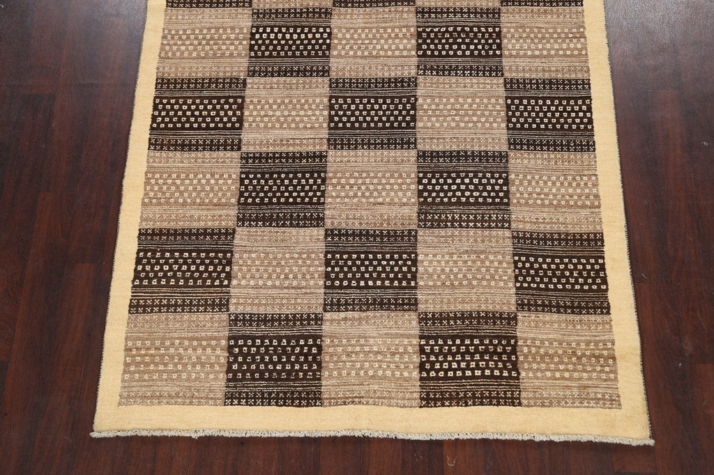 Checkered Modern Gabbeh Kashkoli Oriental Area Rug 6x8