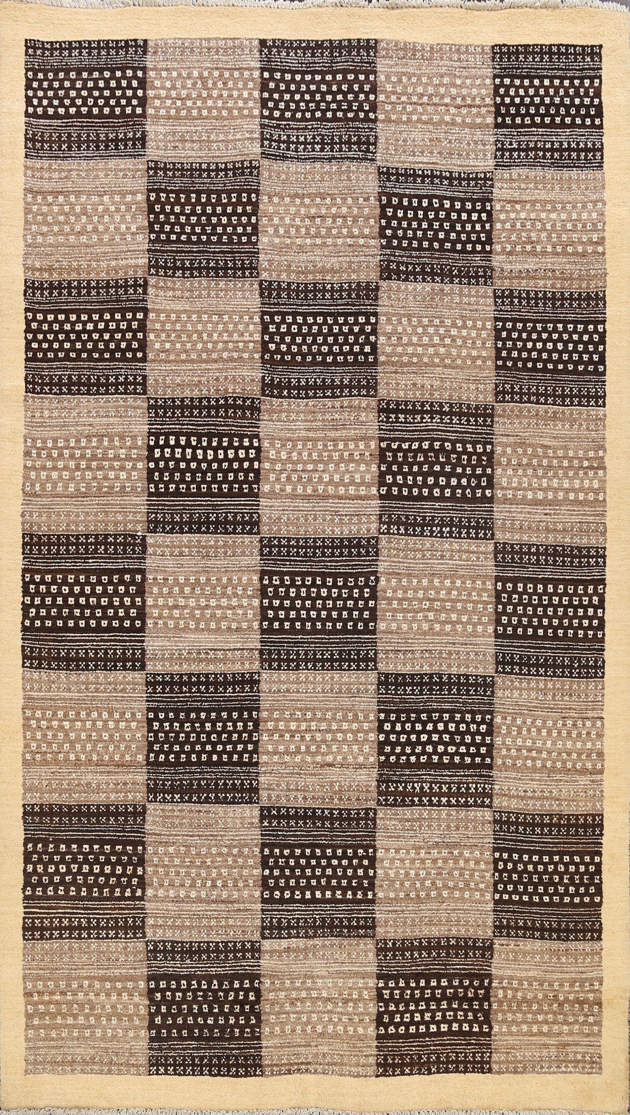 Checkered Modern Gabbeh Kashkoli Oriental Area Rug 6x8