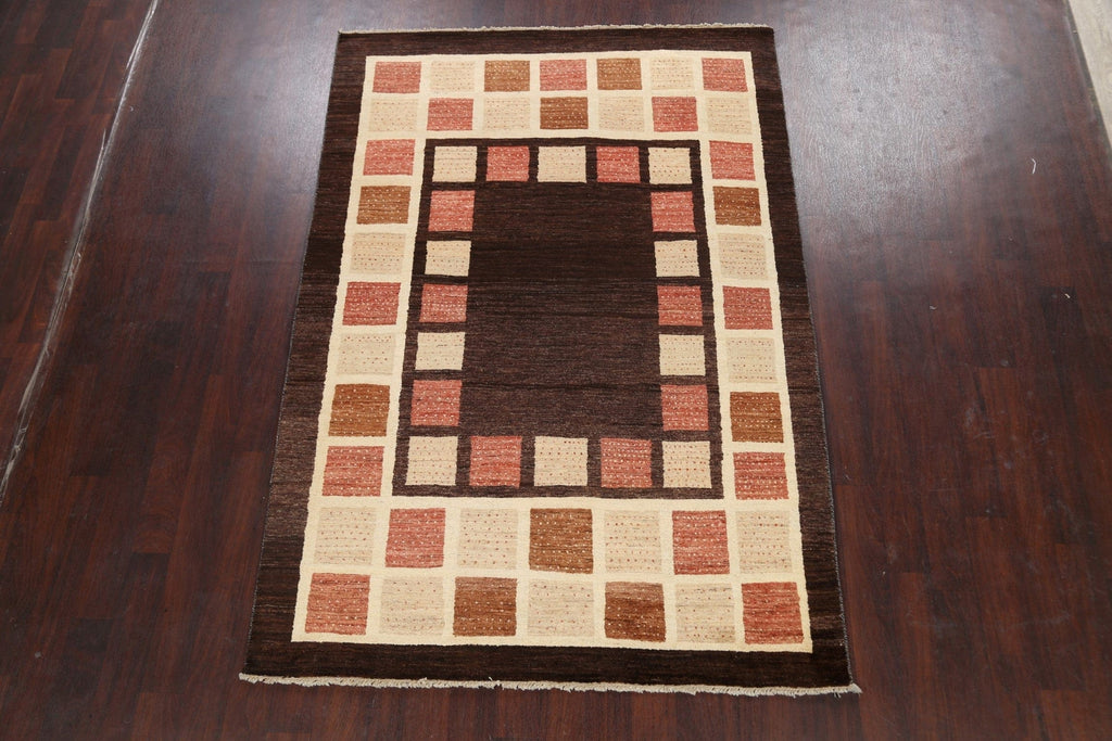 Checkered Modern Gabbeh Kashkoli Oriental Area Rug 6x8