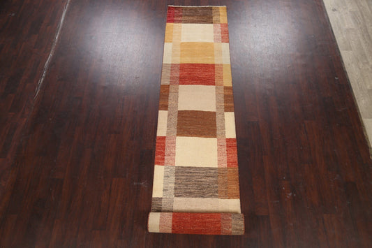 Modern Gabbeh Kashkoli Oriental Runner Rug 3x16