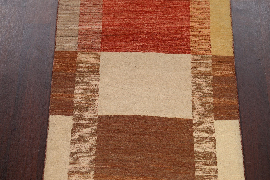 Modern Gabbeh Kashkoli Oriental Runner Rug 3x16