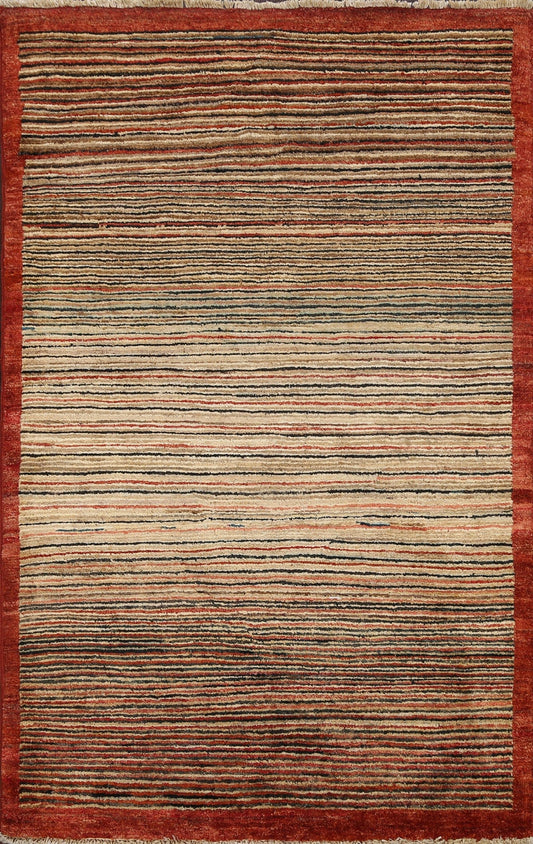 Modern Striped Gabbeh Kashkoli Oriental Area Rug 3x5