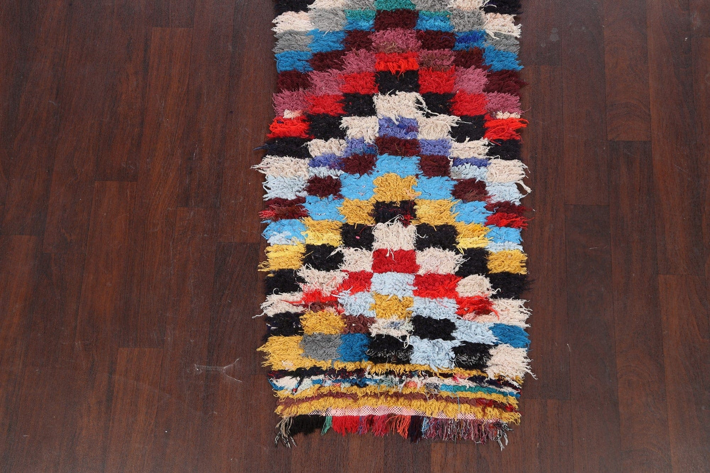 All-Over Checkered Moroccan Oriental Runner Rug 2x9