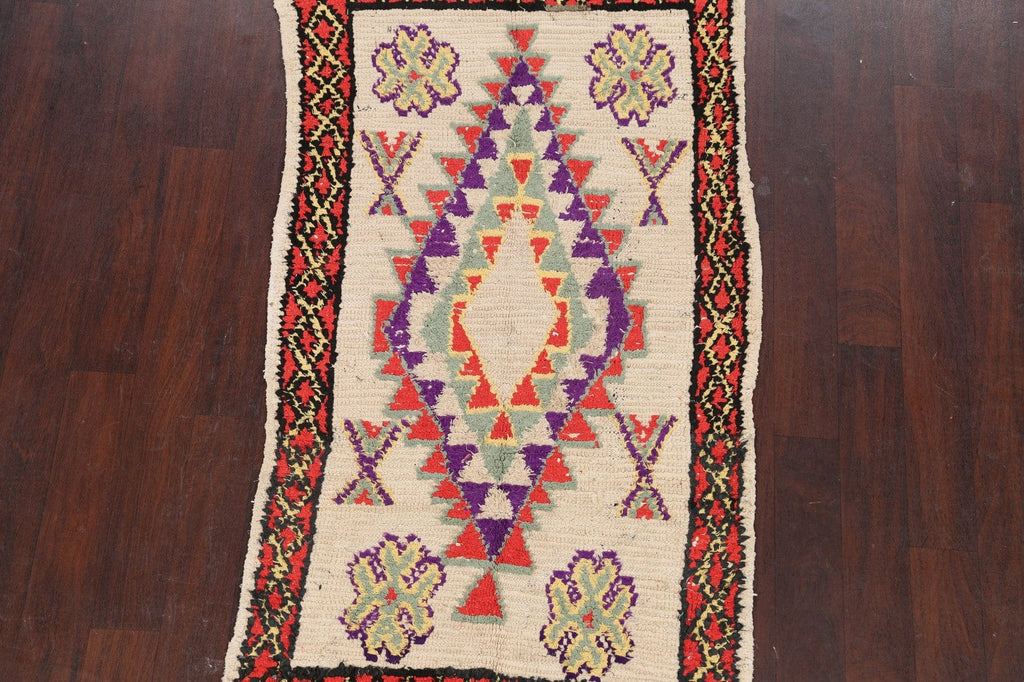 Antique Geometric Moroccan Oriental Area Rug 3x6