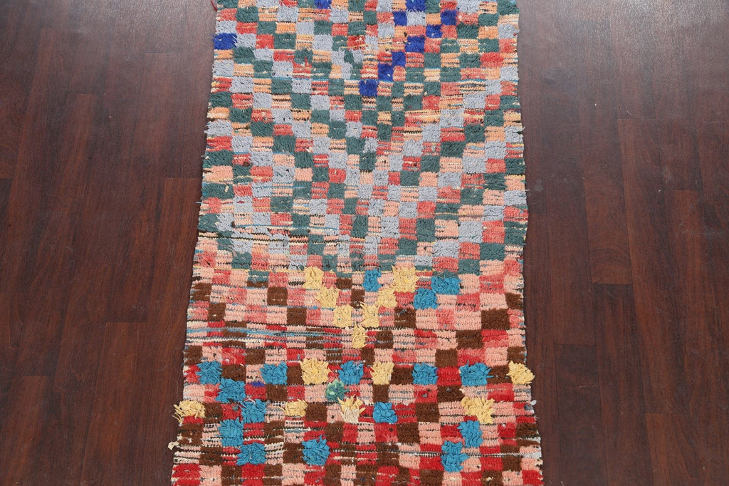 Antique Checkered Moroccan Oriental Area Rug 4x7