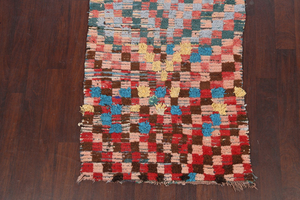 Antique Checkered Moroccan Oriental Area Rug 4x7