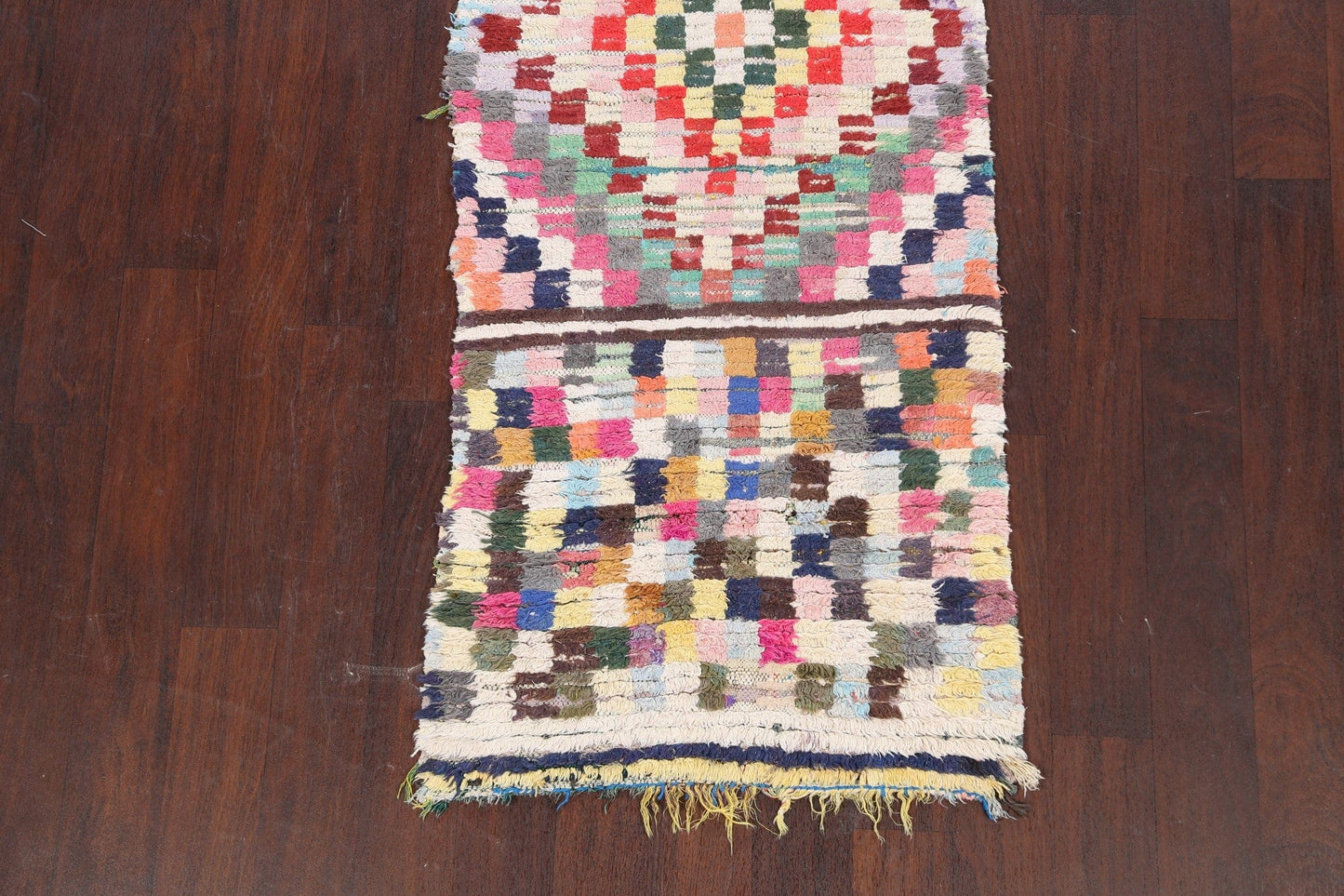 Checkered Moroccan Oriental Runner Rug 2x8