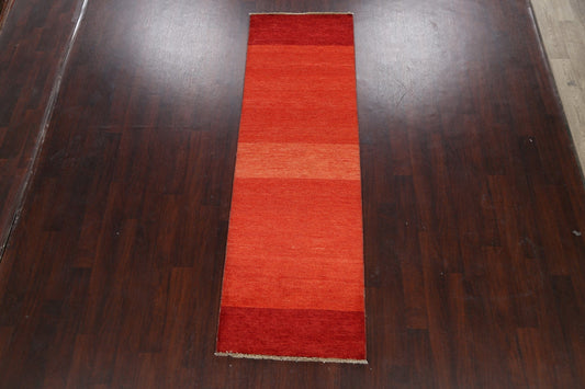 Modern Gabbeh Kashkoli Oriental Runner Rug 3x9