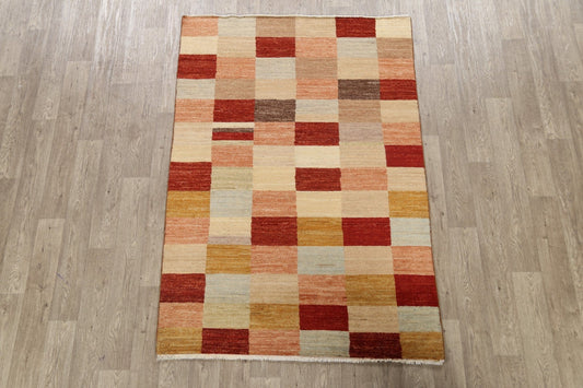 Checkered Modern Gabbeh Kashkoli Oriental Area Rug 4x6