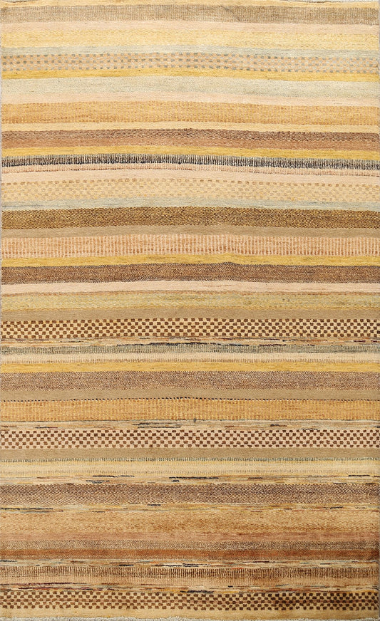 All-Over Striped Gabbeh Kashkoli Oriental Area Rug 6x8