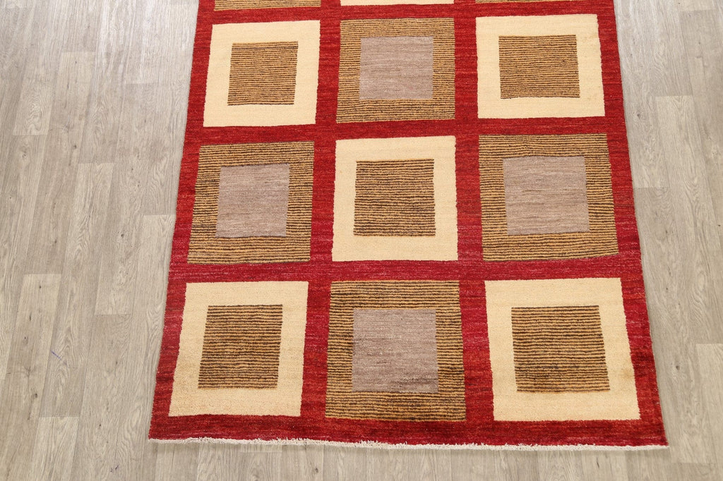 Modern Geometric Gabbeh Kashkoli Oriental Area Rug 6x10