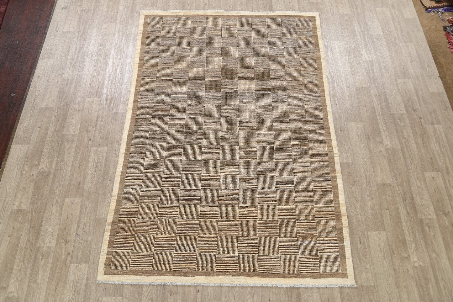 All-Over Checkered Gabbeh Kashkoli Oriental Area Rug 6x9