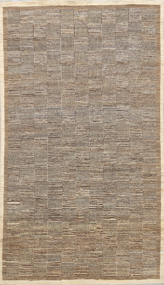 All-Over Checkered Gabbeh Kashkoli Oriental Area Rug 6x9