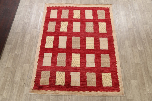 Geometric Red Gabbeh Kashkoli Oriental Area Rug 6x8