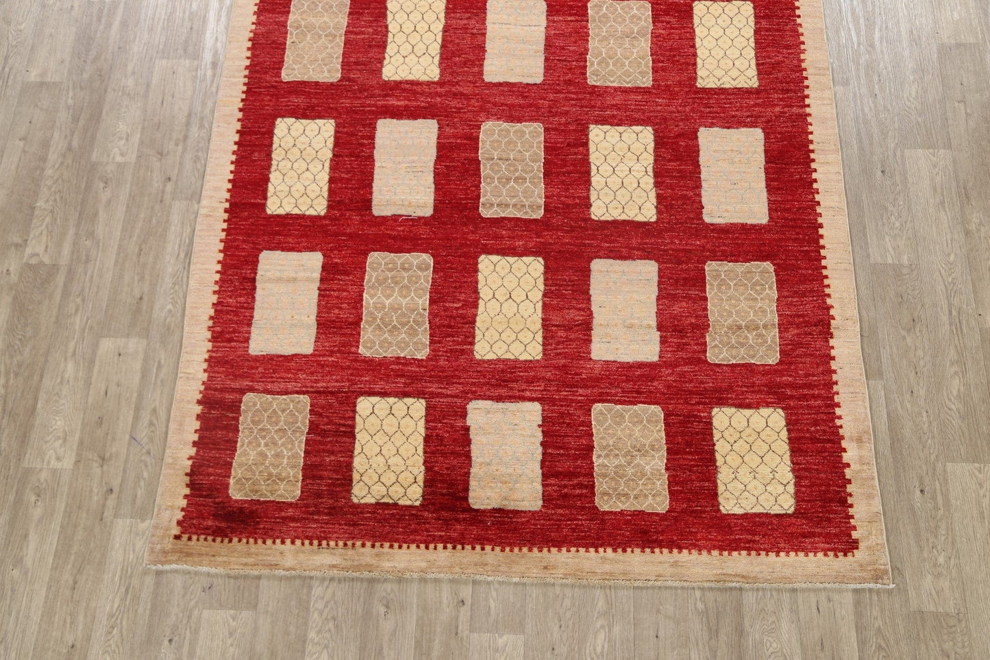 Geometric Red Gabbeh Kashkoli Oriental Area Rug 6x8