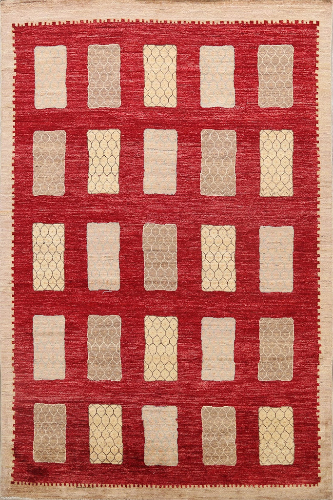 Geometric Red Gabbeh Kashkoli Oriental Area Rug 6x8