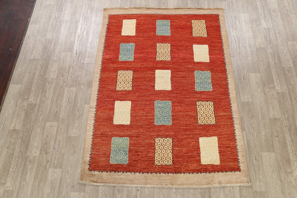 Modern Gabbeh Kashkoli Oriental Area Rug 6x8