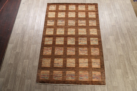 Checkered Gabbeh Kashkoli Oriental Area Rug 5x9