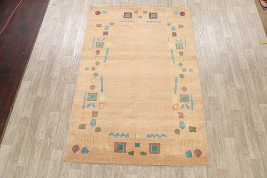 Modern Gabbeh Kashkoli Oriental Area Rug 6x9