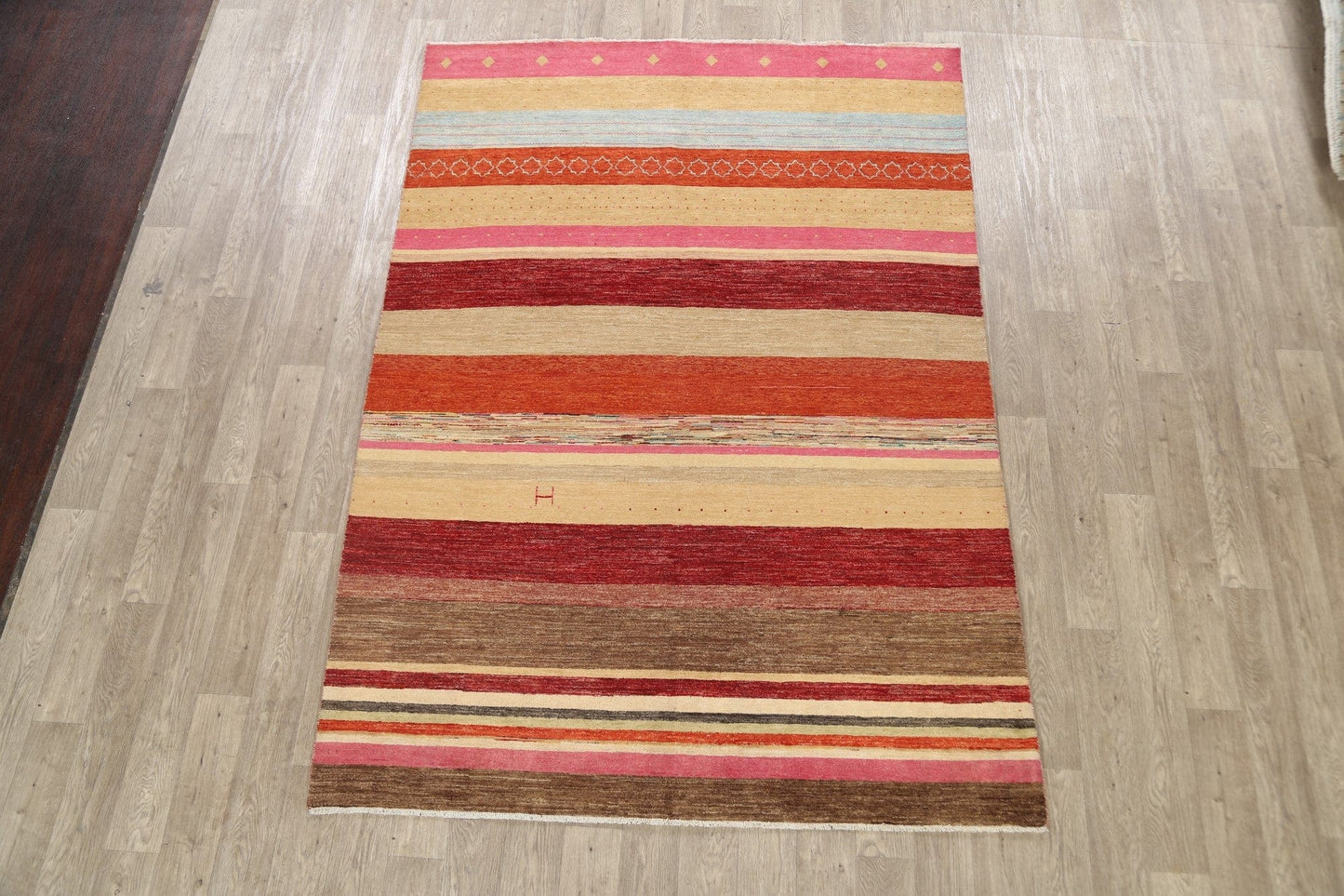 Modern Striped Gabbeh Kashkoli Oriental Area Rug 6x9