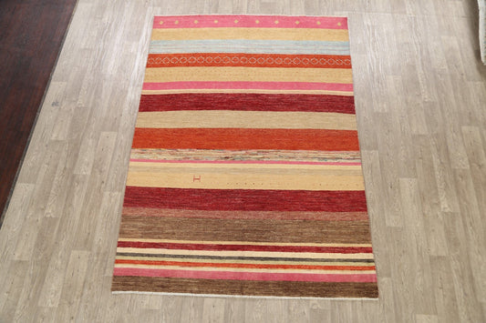 Modern Striped Gabbeh Kashkoli Oriental Area Rug 6x9