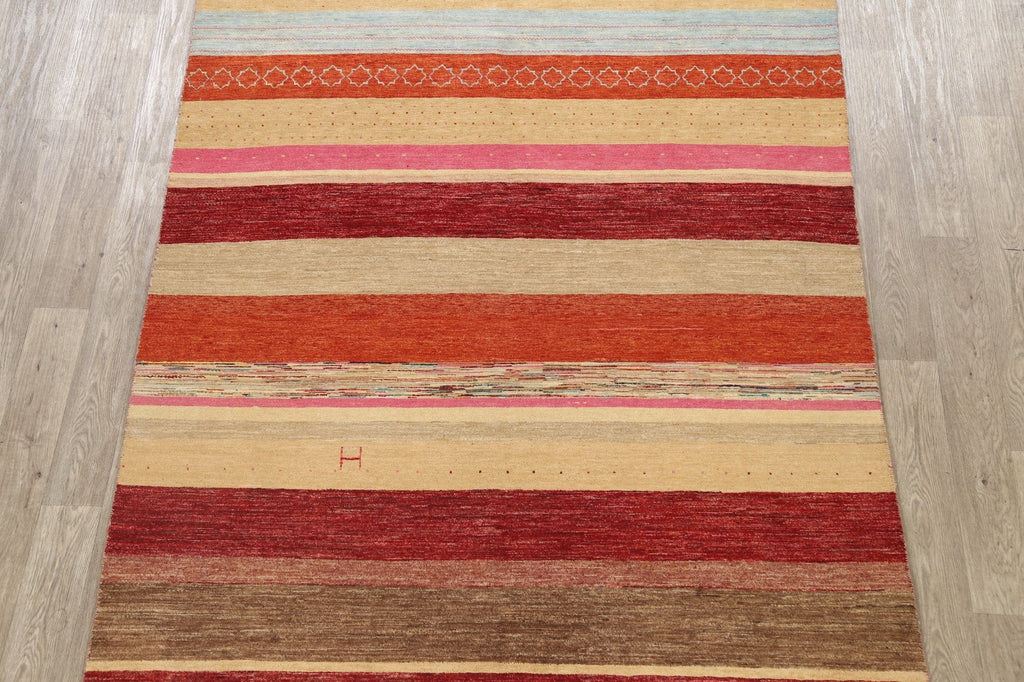 Modern Striped Gabbeh Kashkoli Oriental Area Rug 6x9