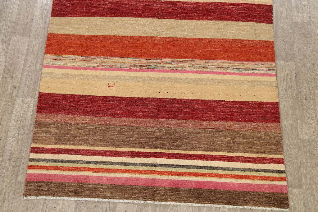 Modern Striped Gabbeh Kashkoli Oriental Area Rug 6x9