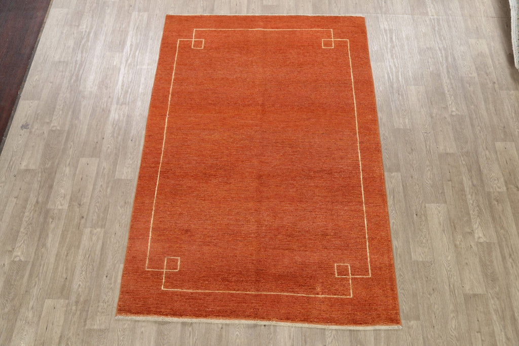 Modern Bordered Gabbeh Kashkoli Oriental Area Rug 6x8