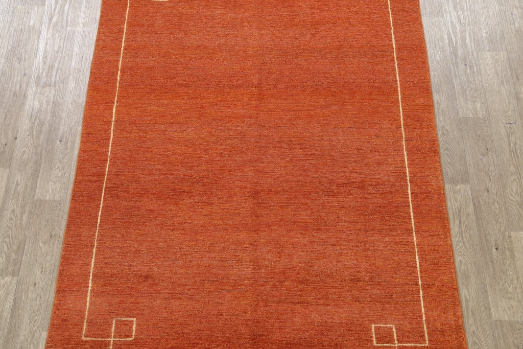 Modern Bordered Gabbeh Kashkoli Oriental Area Rug 6x8