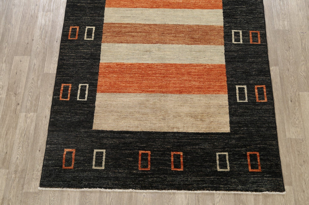 Modern Striped Gabbeh Kashkoli Oriental Area Rug 6x9