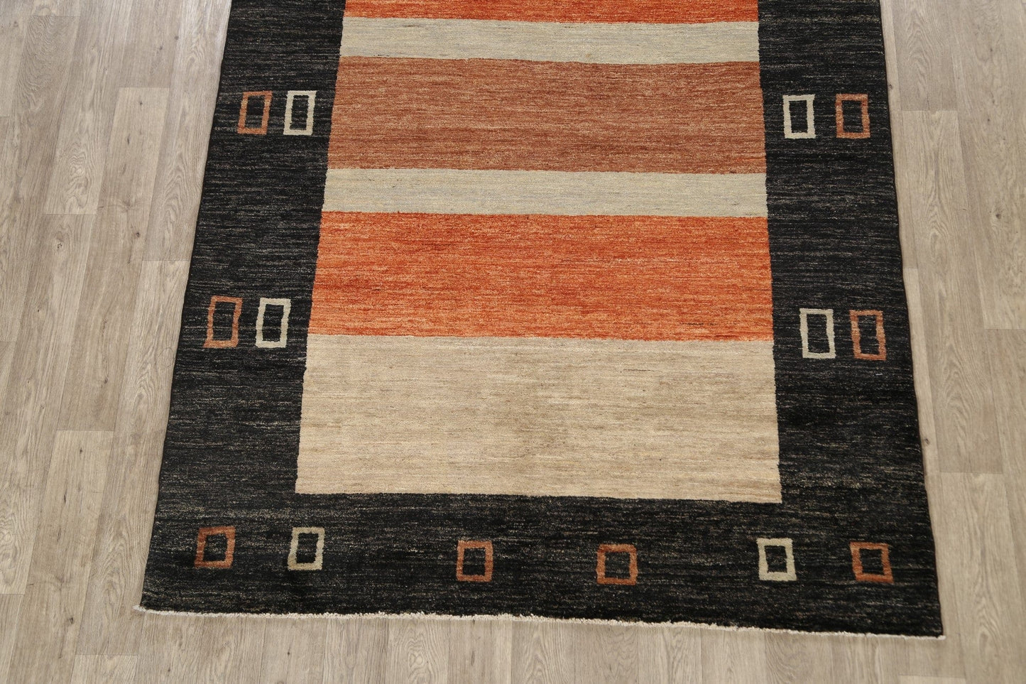 Modern Striped Gabbeh Kashkoli Oriental Area Rug 6x9