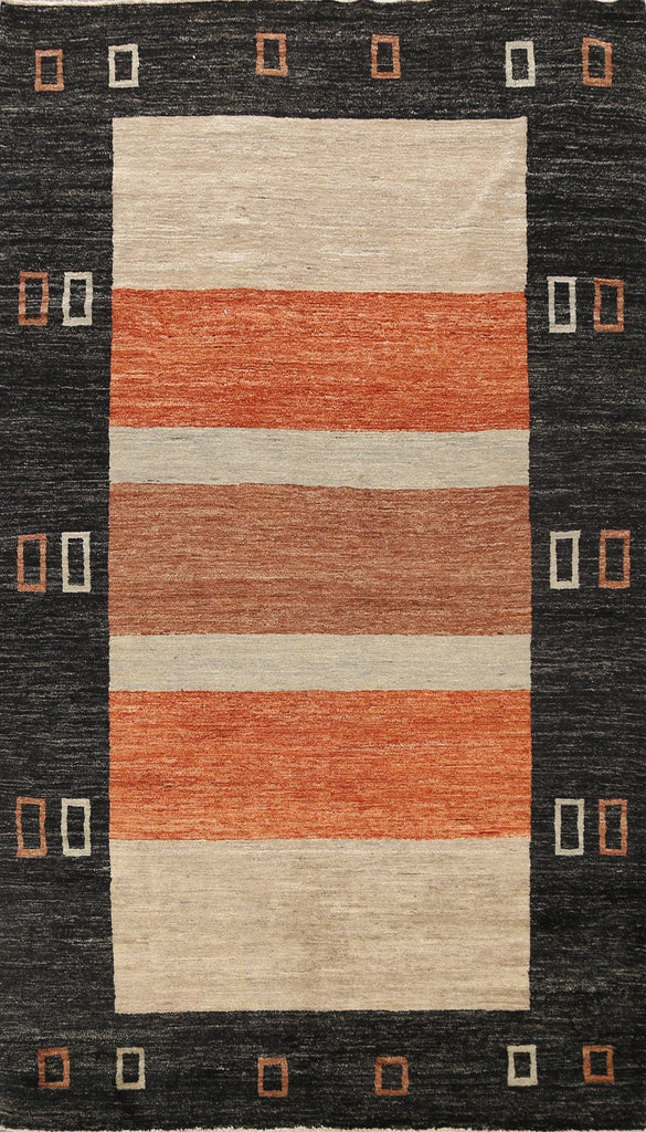 Modern Striped Gabbeh Kashkoli Oriental Area Rug 6x9