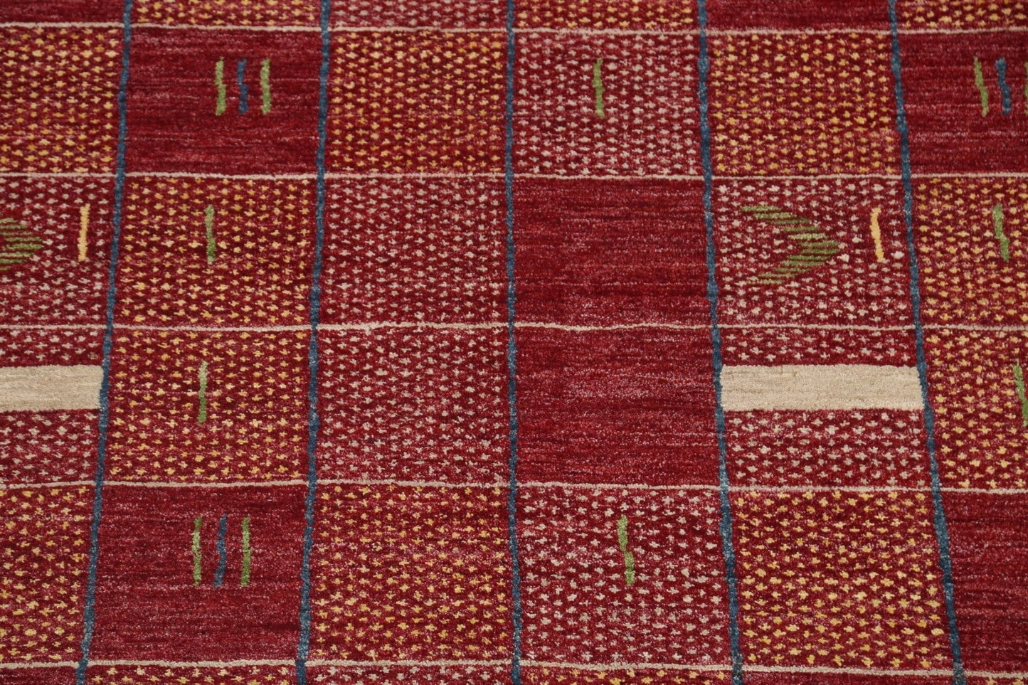 Modern Checkered Gabbeh Kashkoli Oriental Area Rug 6x9