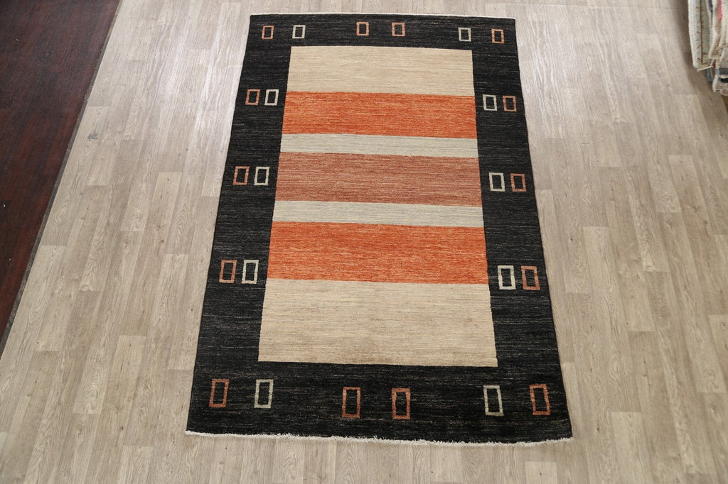 Modern Striped Gabbeh Kashkoli Oriental Area Rug 6x9