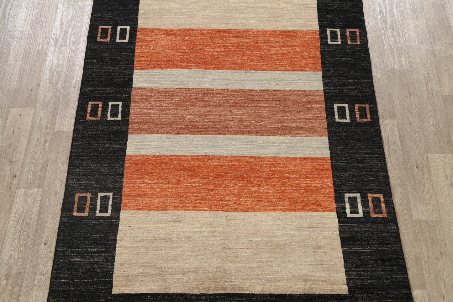 Modern Striped Gabbeh Kashkoli Oriental Area Rug 6x9