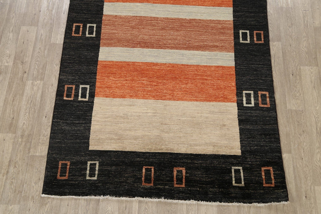 Modern Striped Gabbeh Kashkoli Oriental Area Rug 6x9