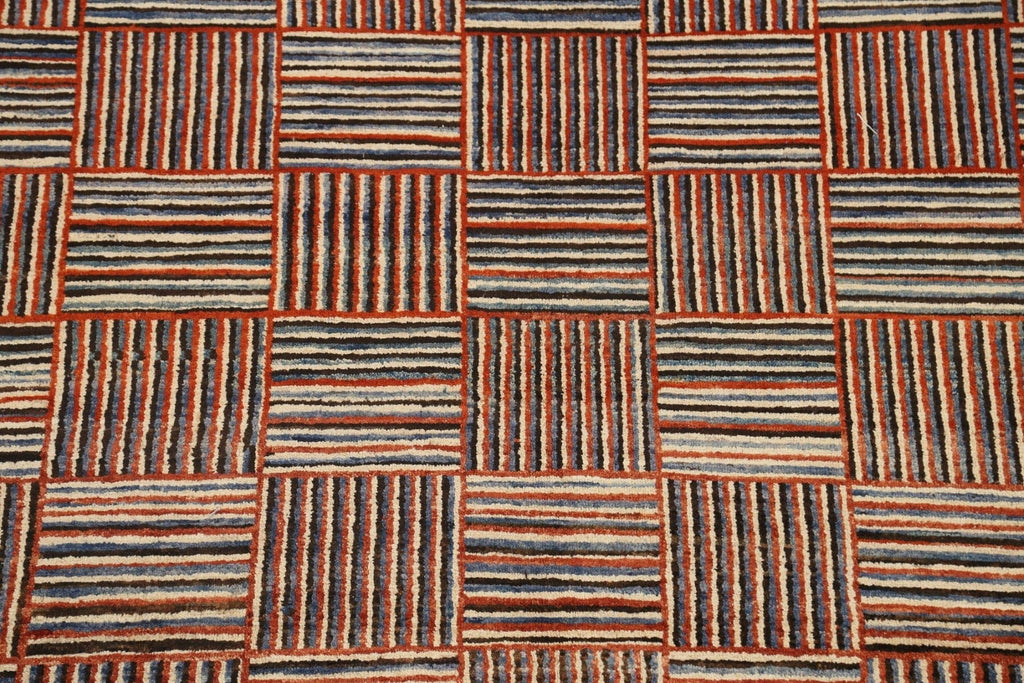 Modern Checkered Gabbeh Kashkoli Oriental Area Rug 6x10