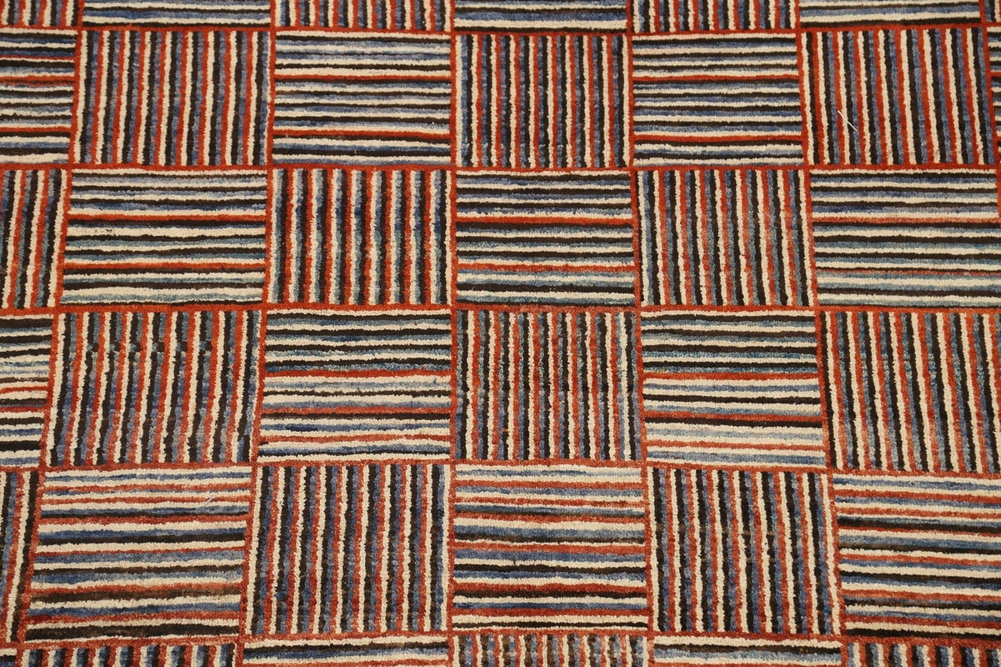 Modern Checkered Gabbeh Kashkoli Oriental Area Rug 6x10