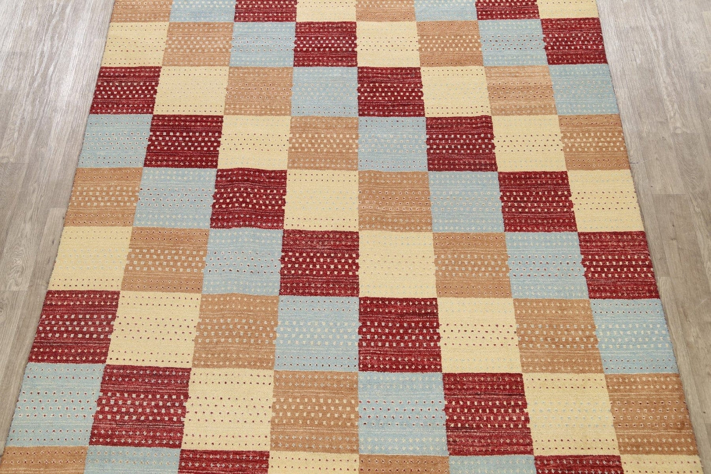 Modern Checkered Gabbeh Kashkoli Oriental Area Rug 8x10