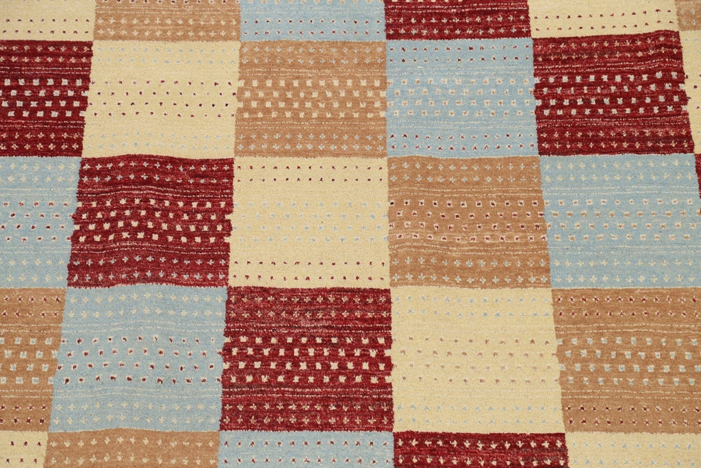 Modern Checkered Gabbeh Kashkoli Oriental Area Rug 8x10