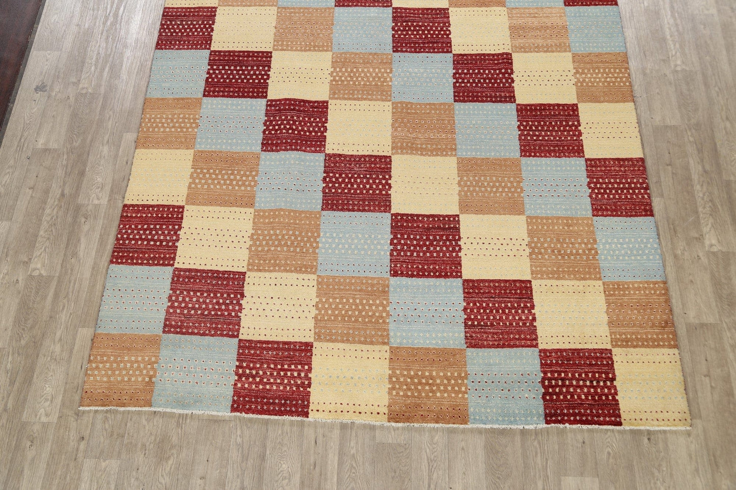 Modern Checkered Gabbeh Kashkoli Oriental Area Rug 8x10