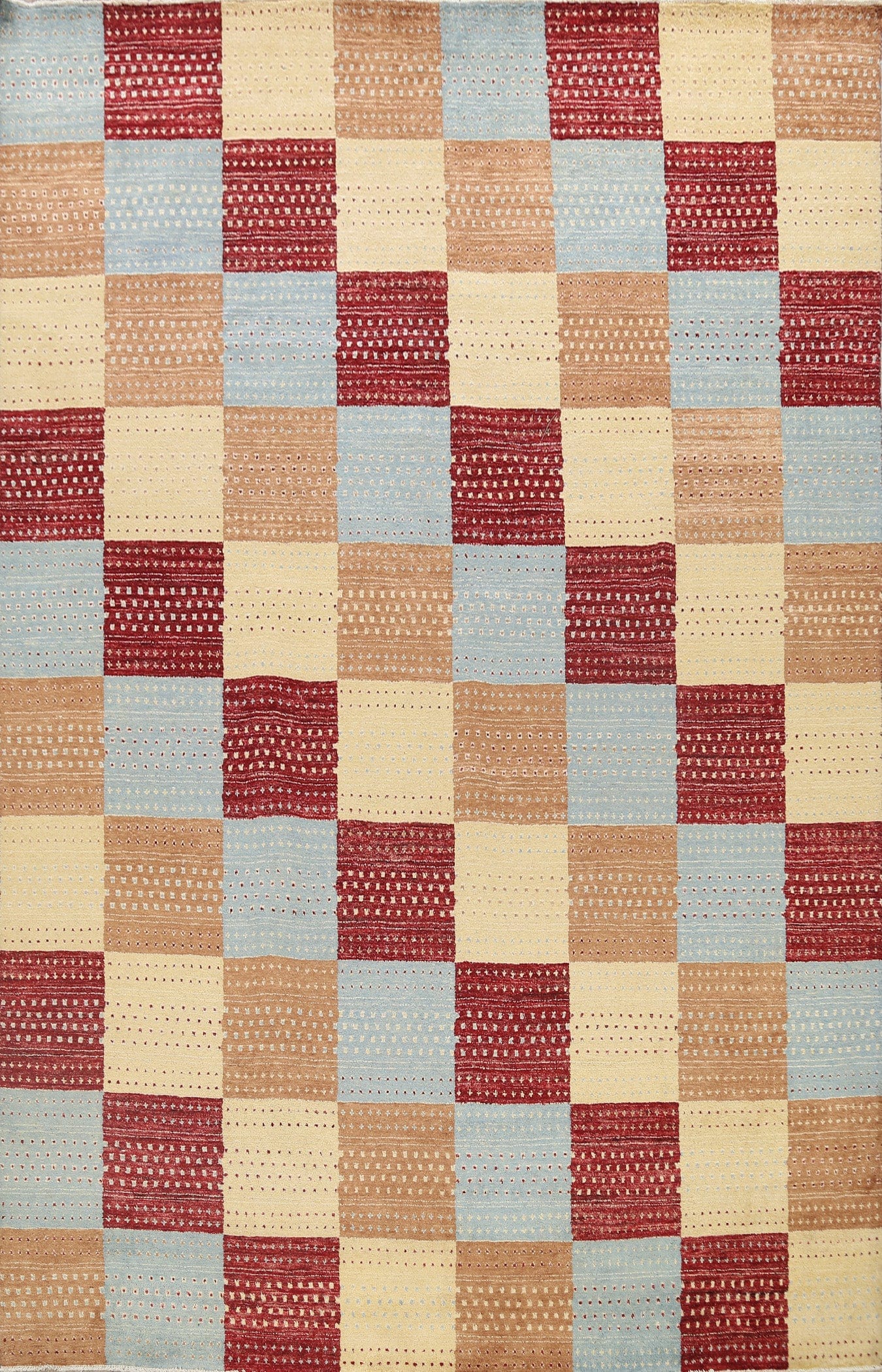 Modern Checkered Gabbeh Kashkoli Oriental Area Rug 8x10