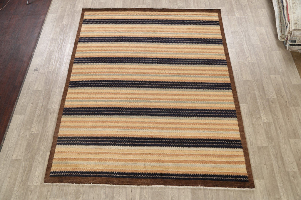 Modern Striped Gabbeh Kashkoli Oriental Area Rug 8x10