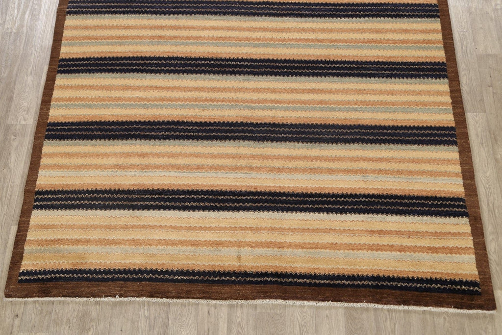 Modern Striped Gabbeh Kashkoli Oriental Area Rug 8x10