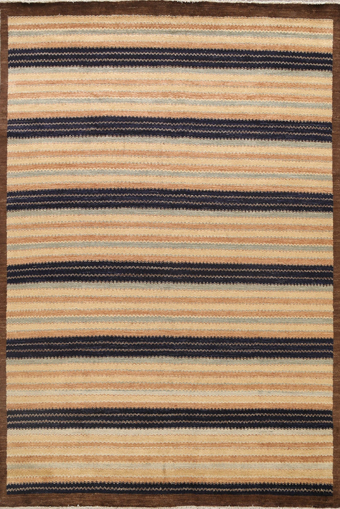 Modern Striped Gabbeh Kashkoli Oriental Area Rug 8x10