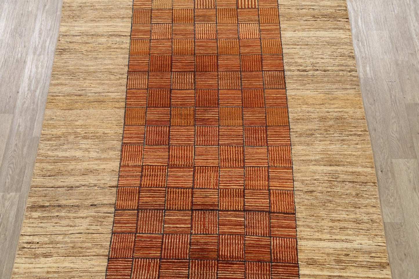 Modern Bordered Gabbeh Kashkoli Oriental Area Rug 6x10