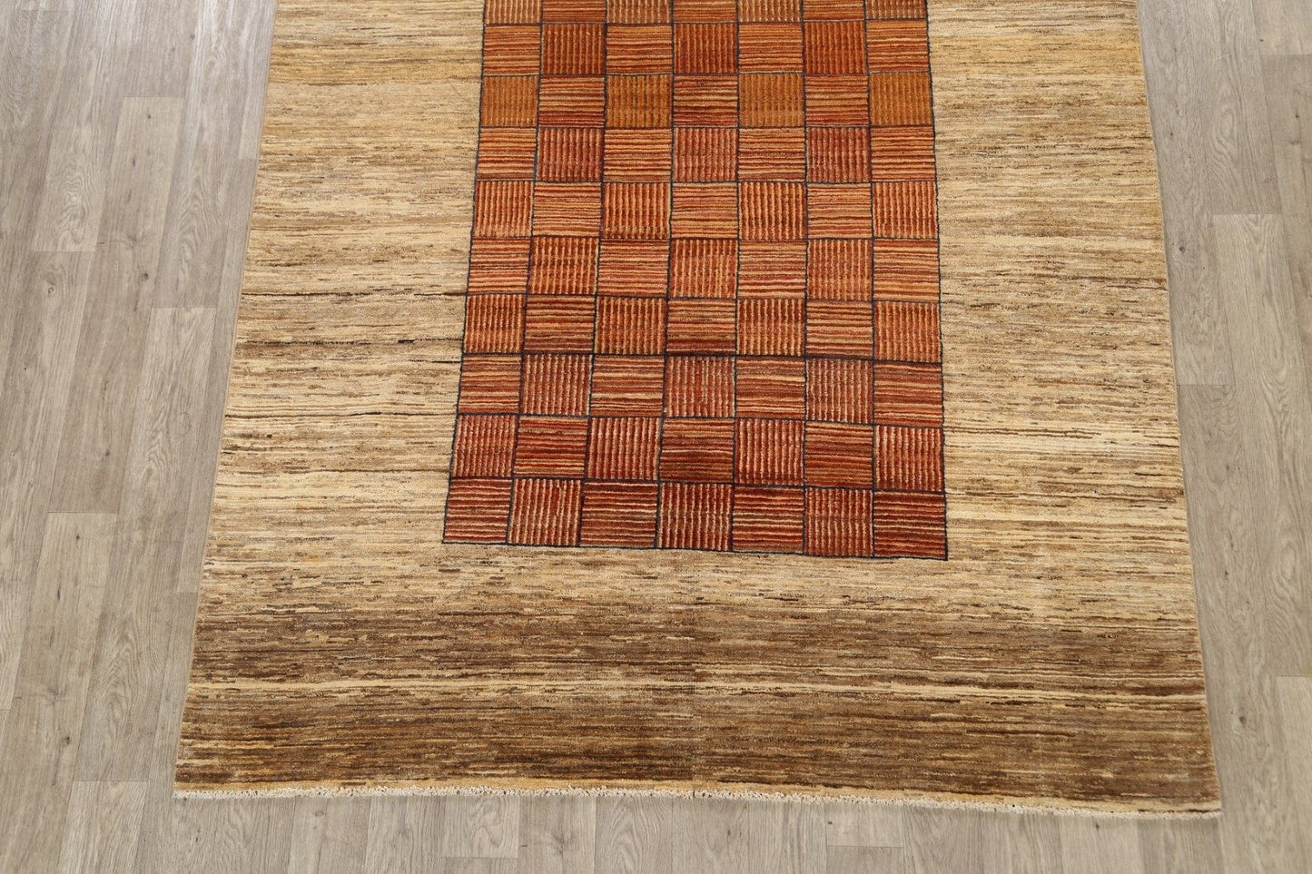 Modern Bordered Gabbeh Kashkoli Oriental Area Rug 6x10