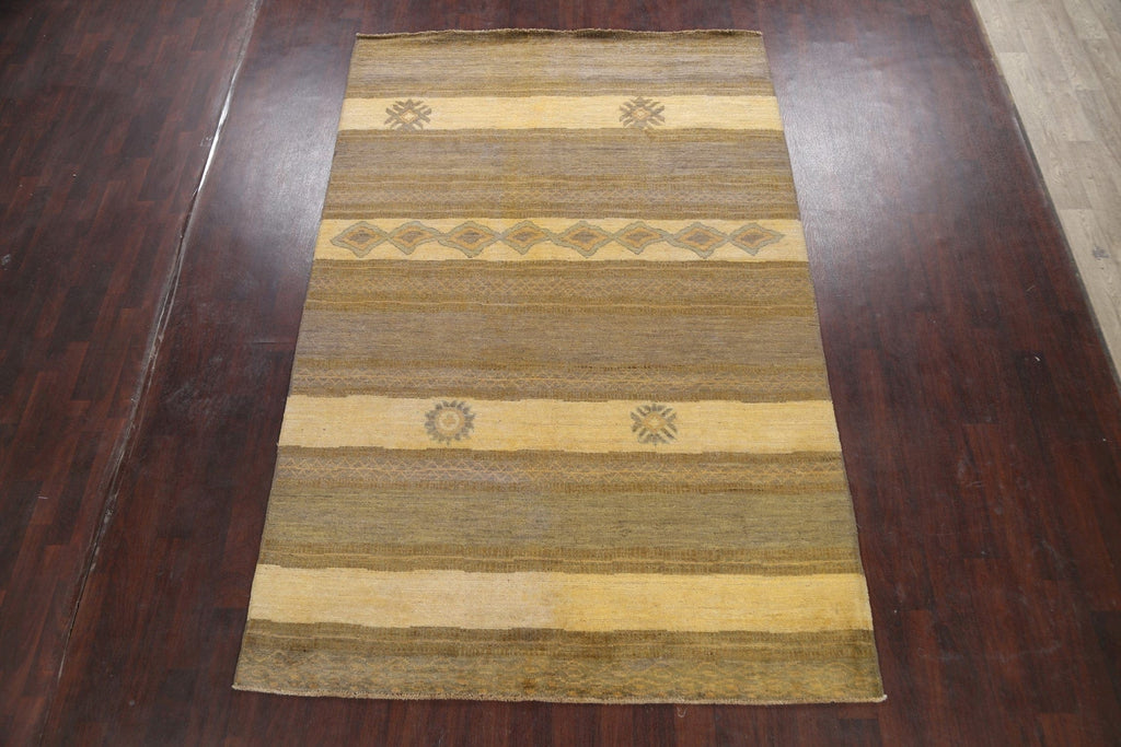 Modern Striped Gabbeh Kashkoli Oriental Area Rug 7x10