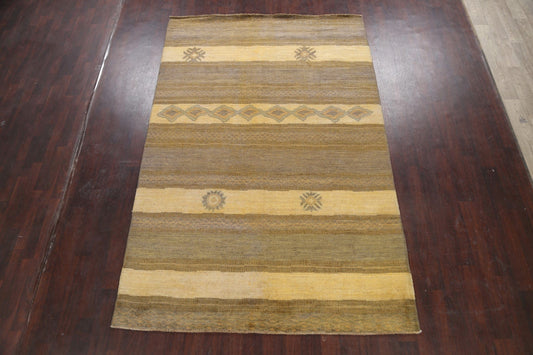 Modern Striped Gabbeh Kashkoli Oriental Area Rug 7x10