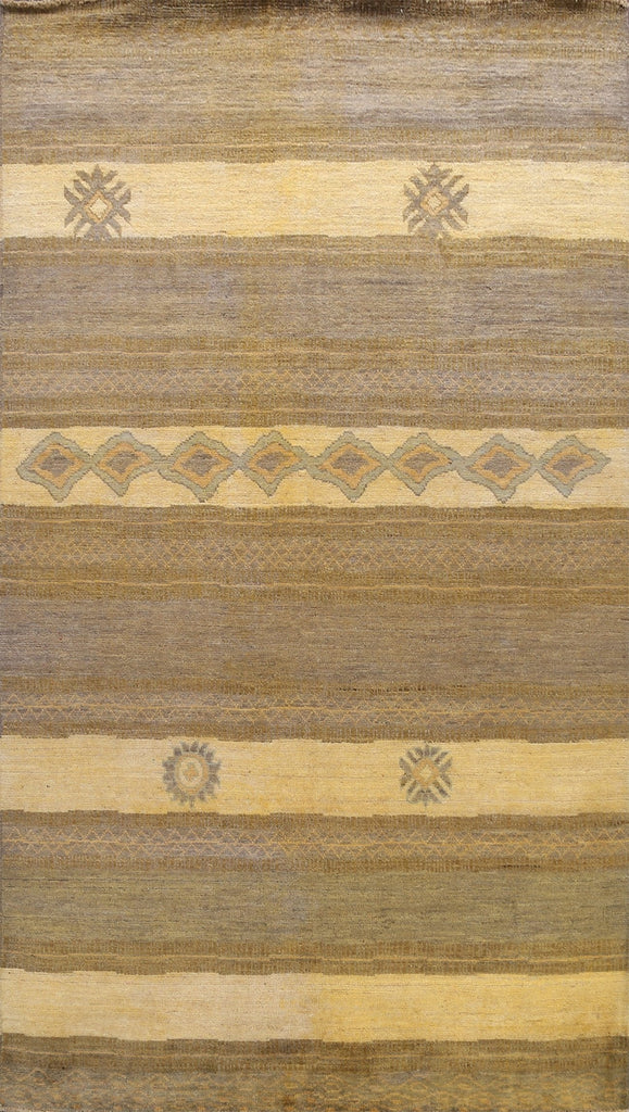 Modern Striped Gabbeh Kashkoli Oriental Area Rug 7x10